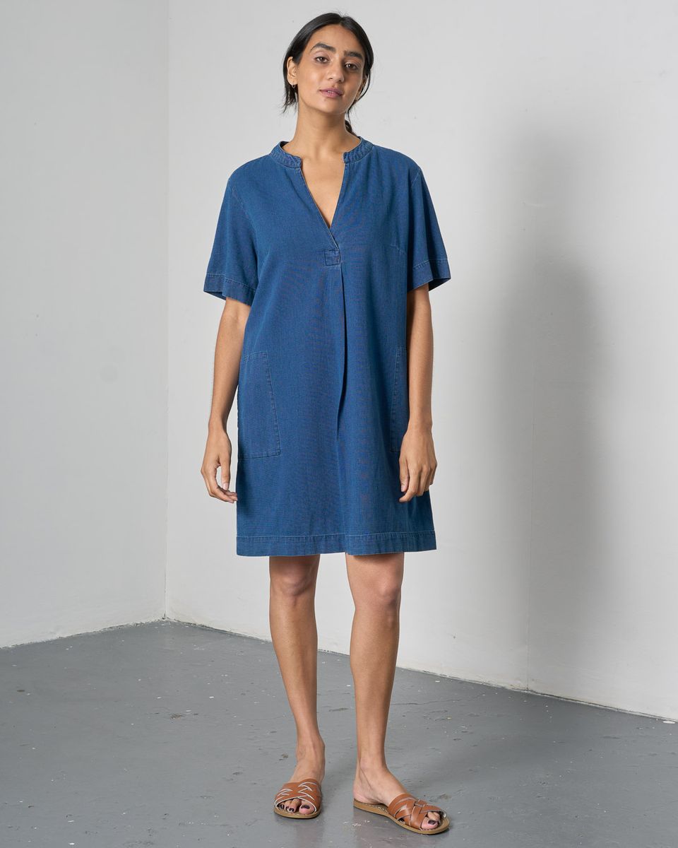 BIBICO Wren Pull on Dress in Textured Denim