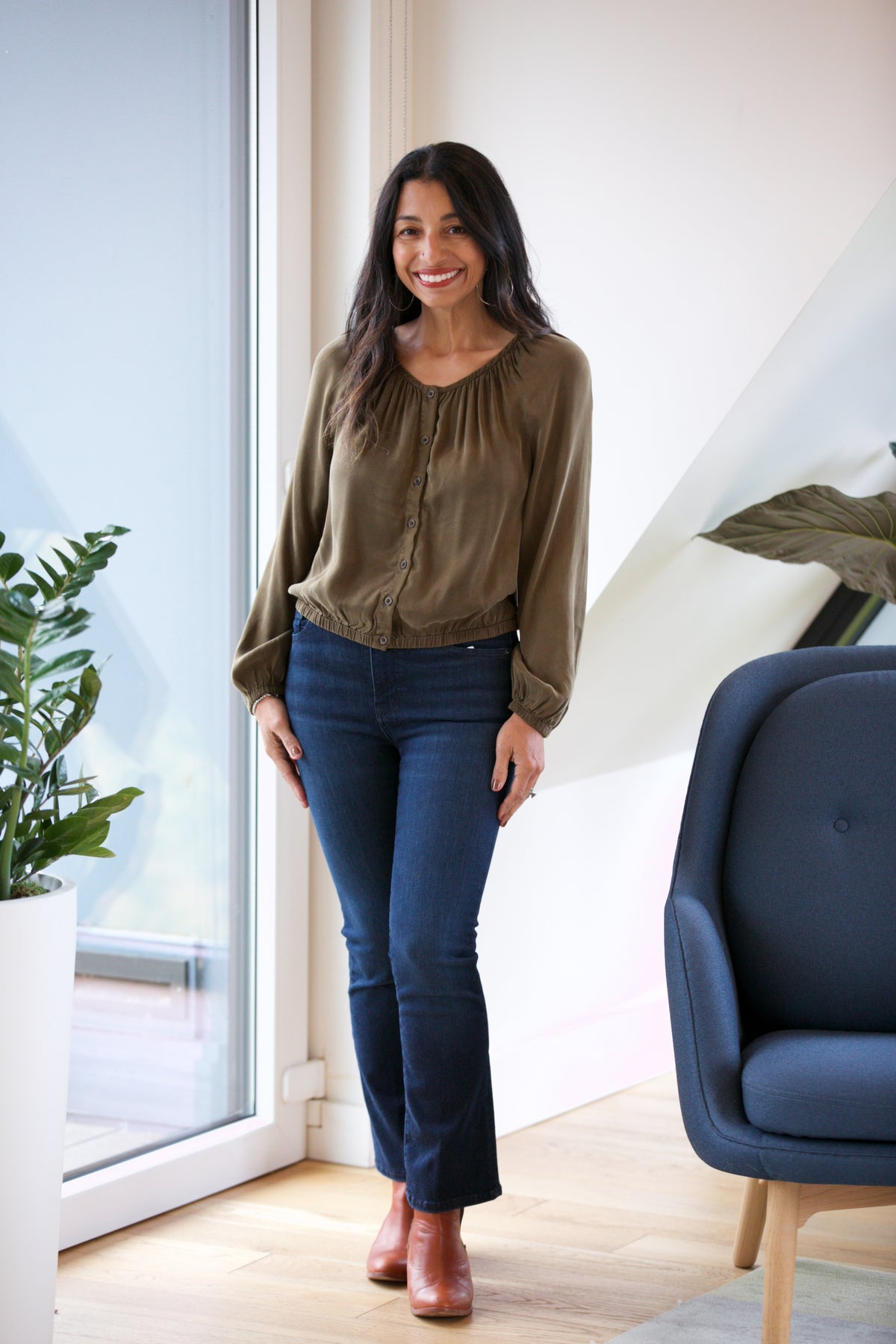 Bella Dahl Shirred Button Front Blouse