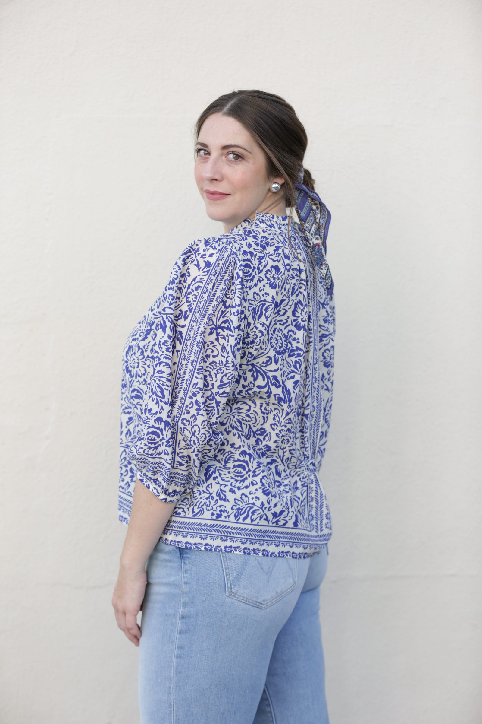 Birds of Paradis by Trovata Orly Blouse in Hydra Border