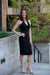 Bobi Halter Keyhole Shirred Dress Black