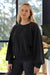 Bobi Pleat Sleeve Crewneck Sweatshirt Black