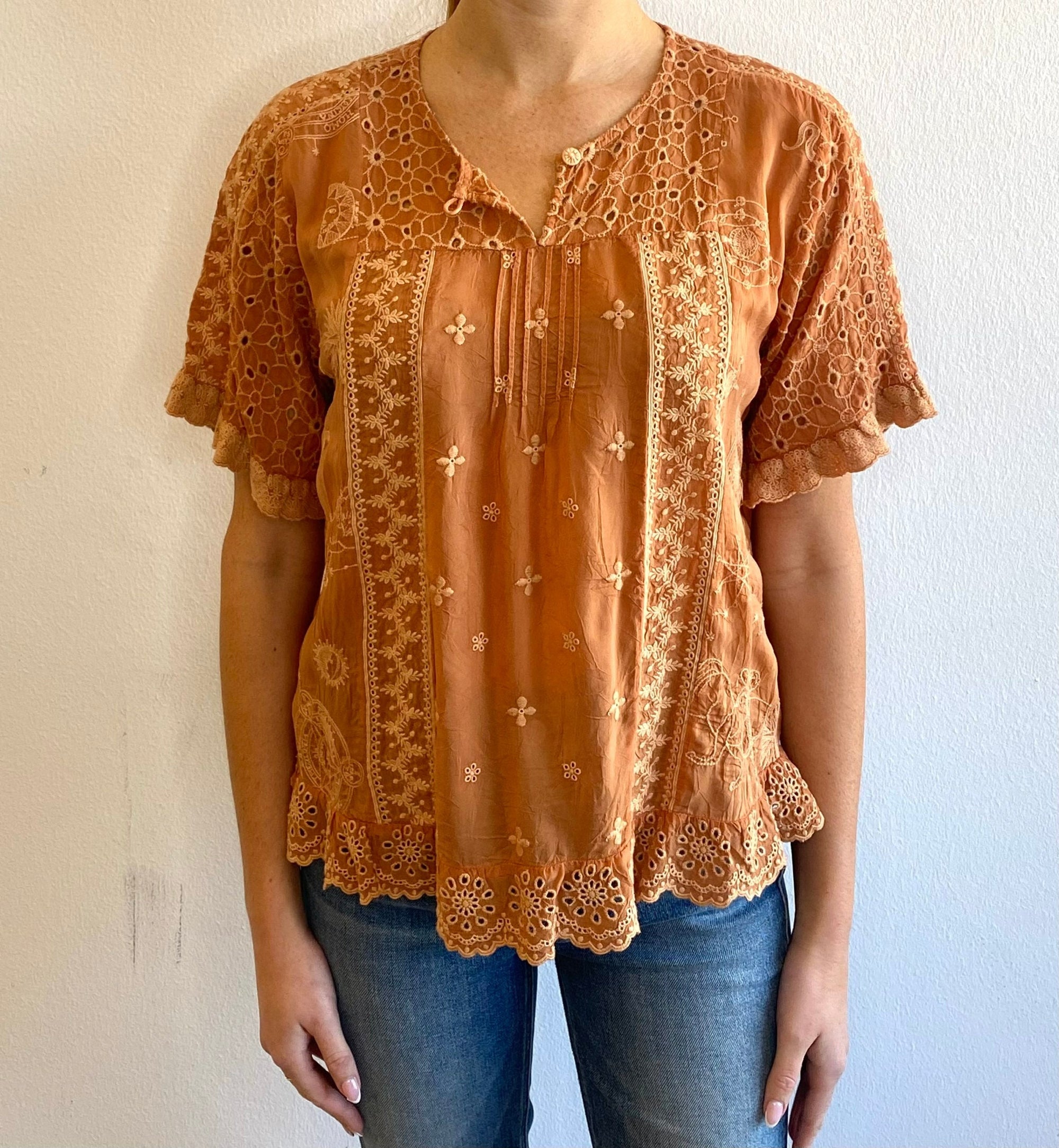 Johnny Was Collection Mystic Compass Blouse Adobe