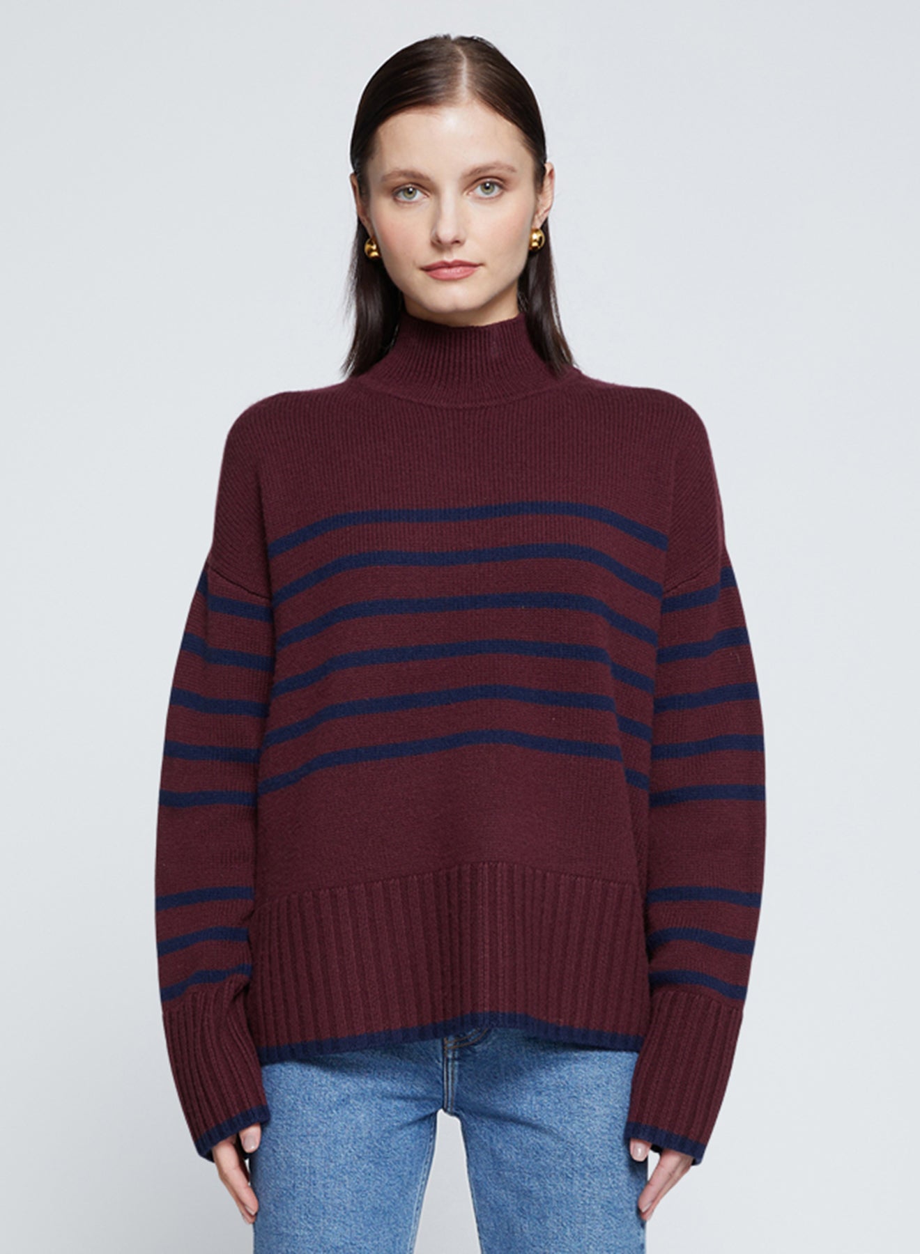 Stateside Striped Mock Neck Sweater