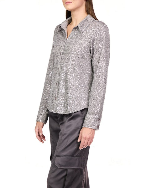 Sanctuary Radiant Sequin Shirt Gunmetal