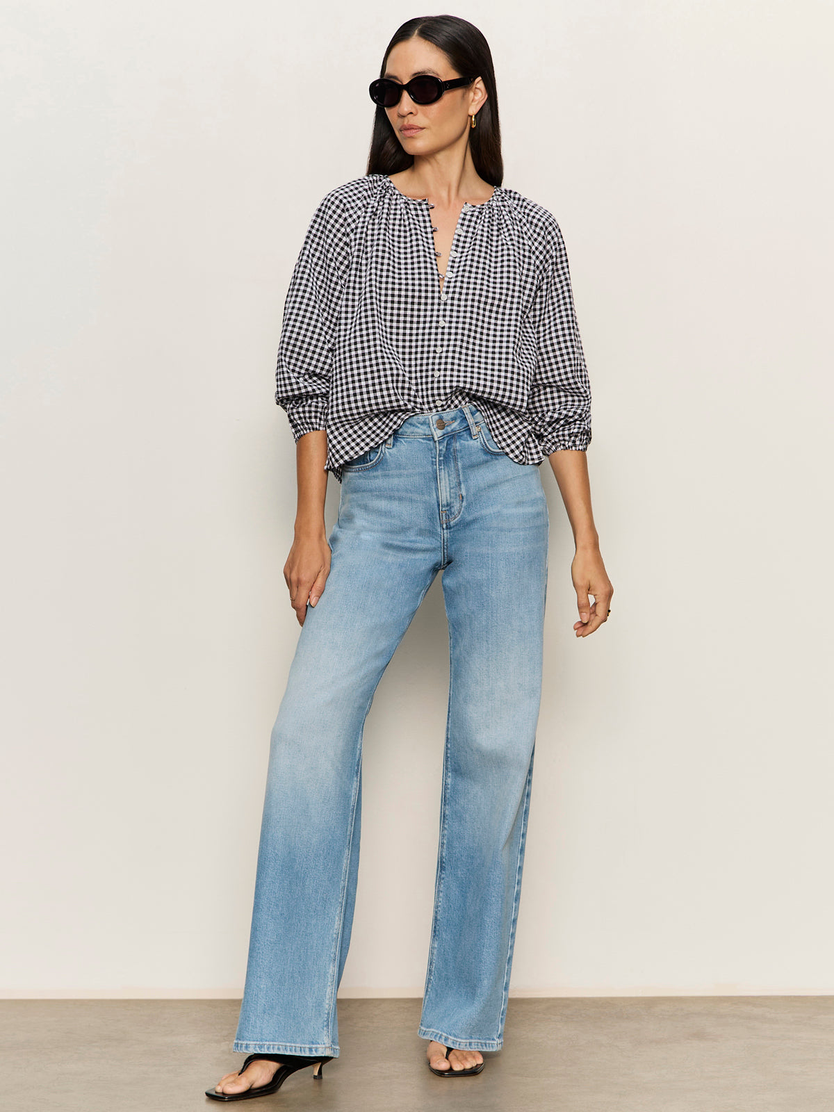 Sanctuary Perfect Gingham Button Blouse