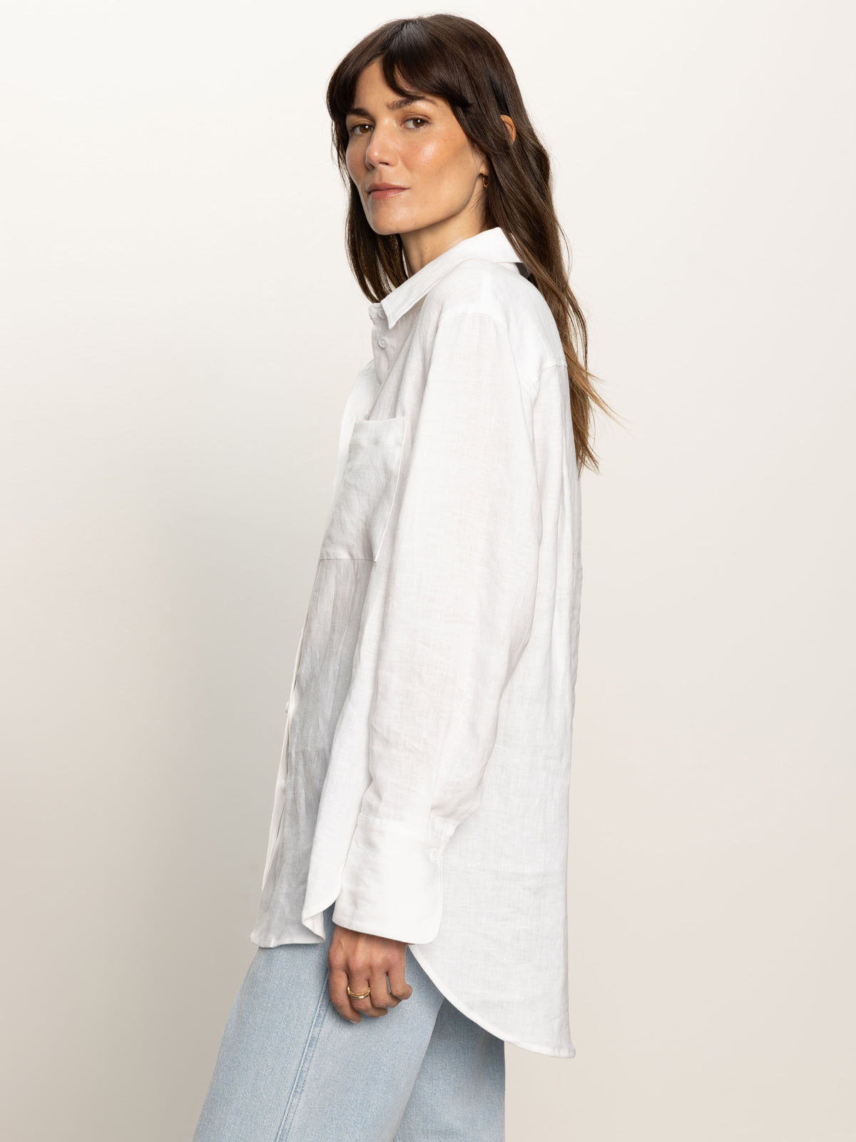 Sanctuary Relaxed Linen Shirt in White