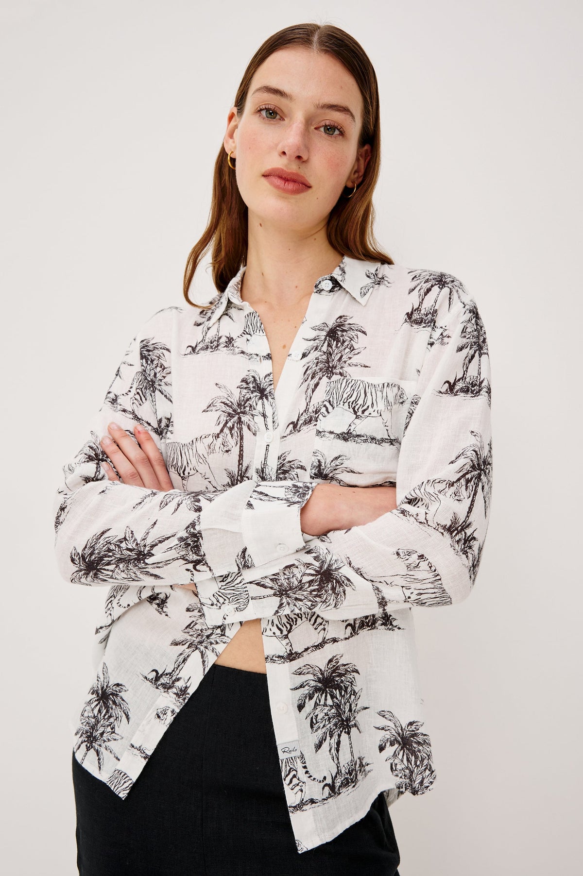 Rails Charli Button Down in Ivory Bengal