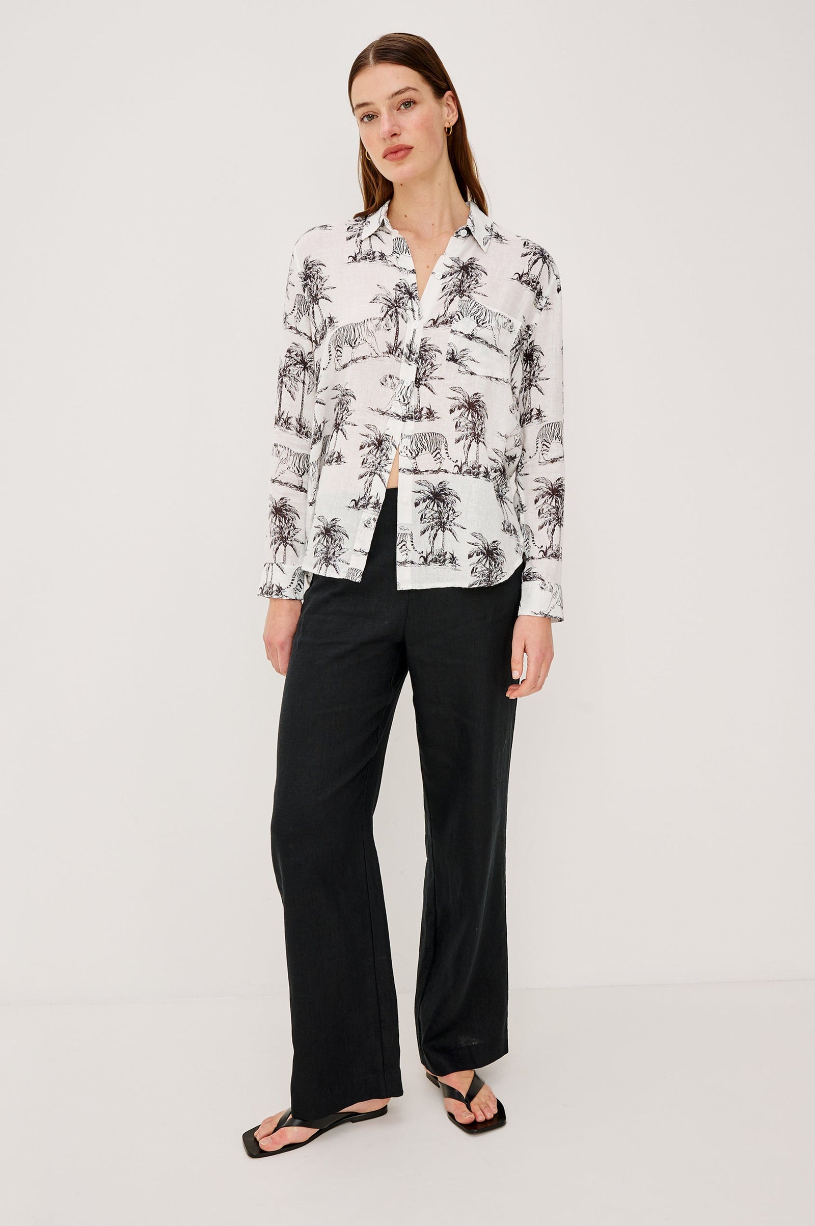Rails Charli Button Down in Ivory Bengal