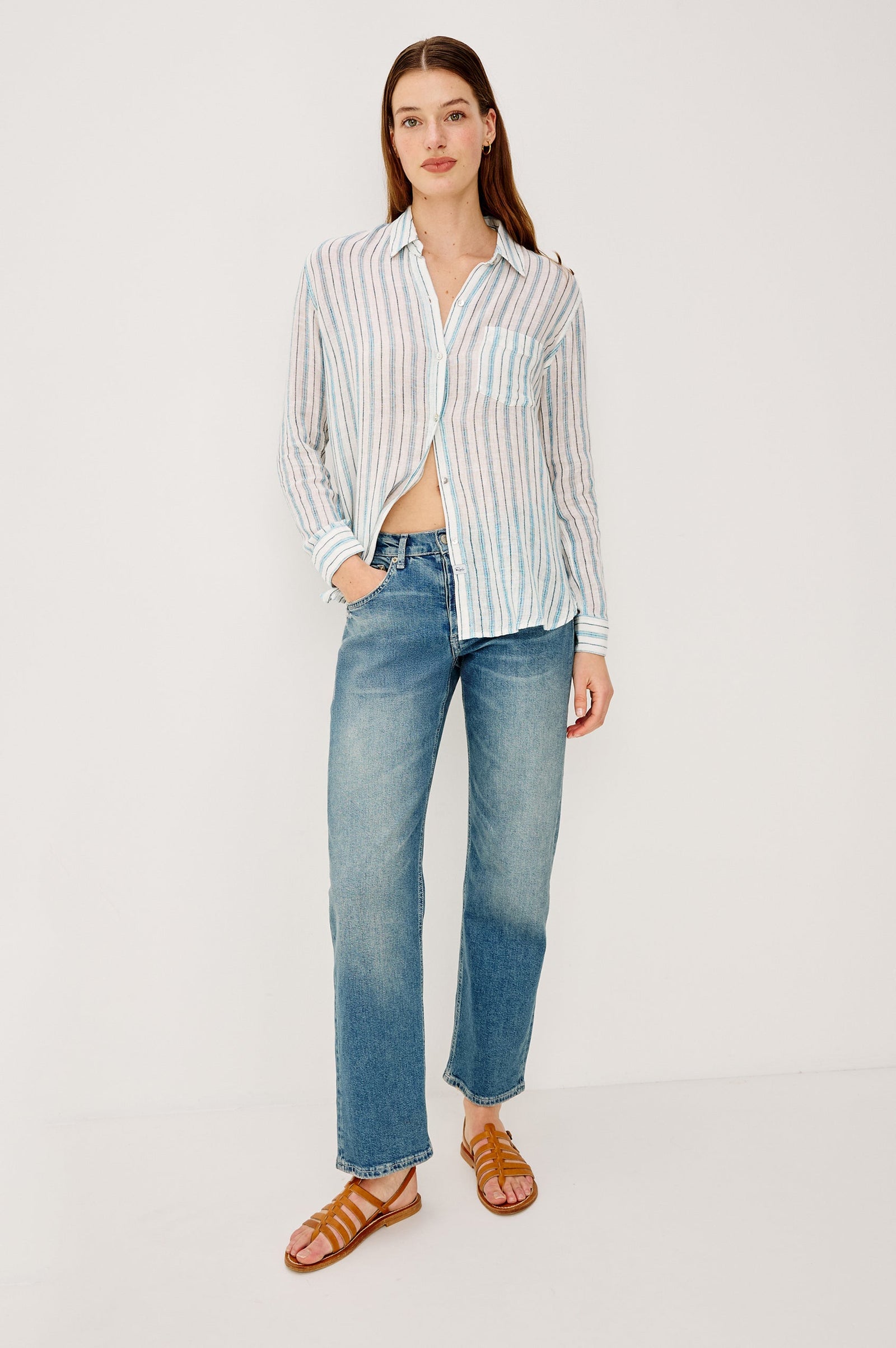 Rails Charli Button Down in Windward Stripe