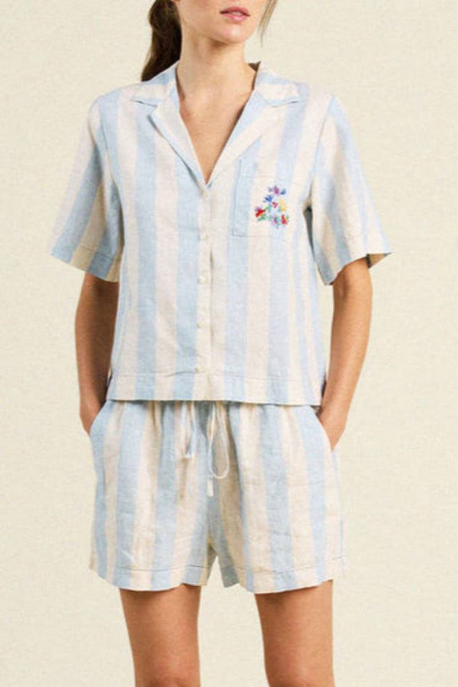 Birds of Paradis by Trovata Nico Shirt in Seaside Stripe