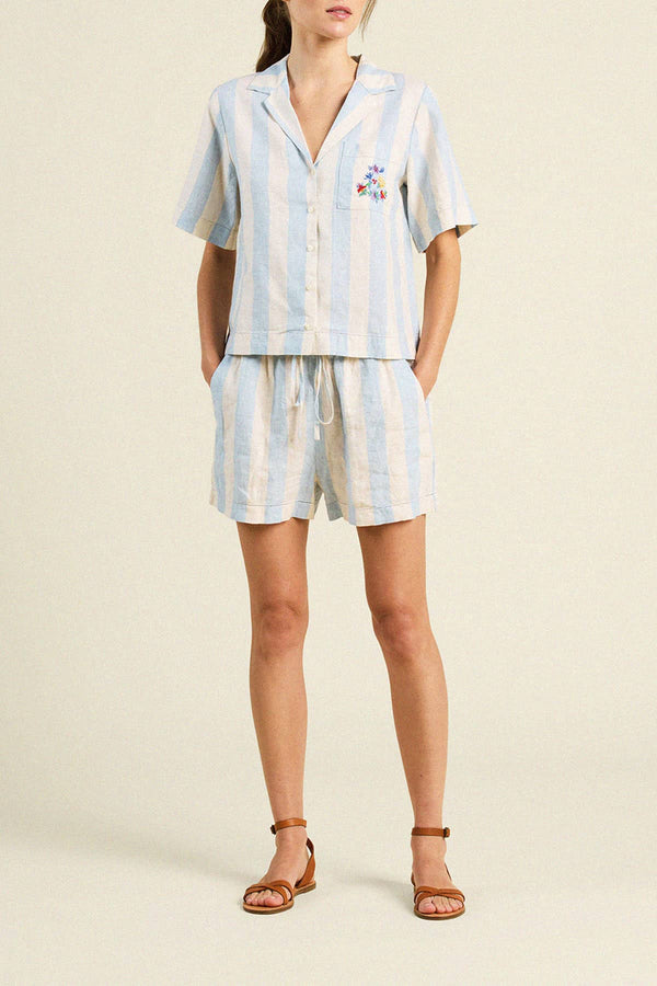Birds of Paradis by Trovata Nico Shirt in Seaside Stripe