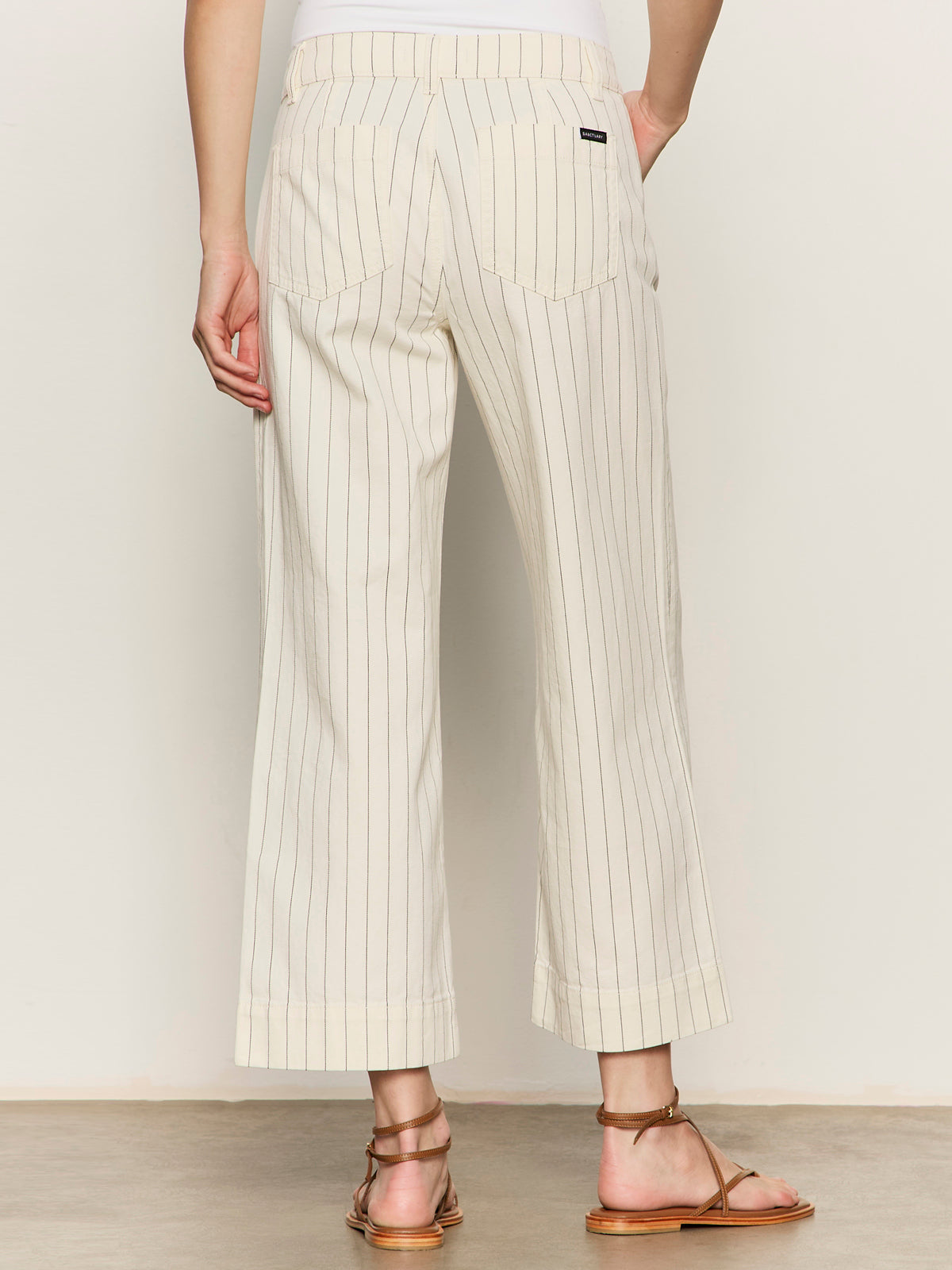Sanctuary The Marine Pant in Bleached White Pinstripe