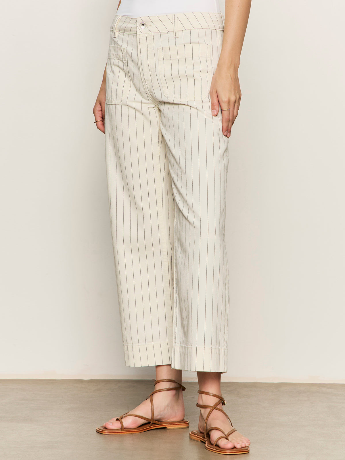 Sanctuary The Marine Pant in Bleached White Pinstripe
