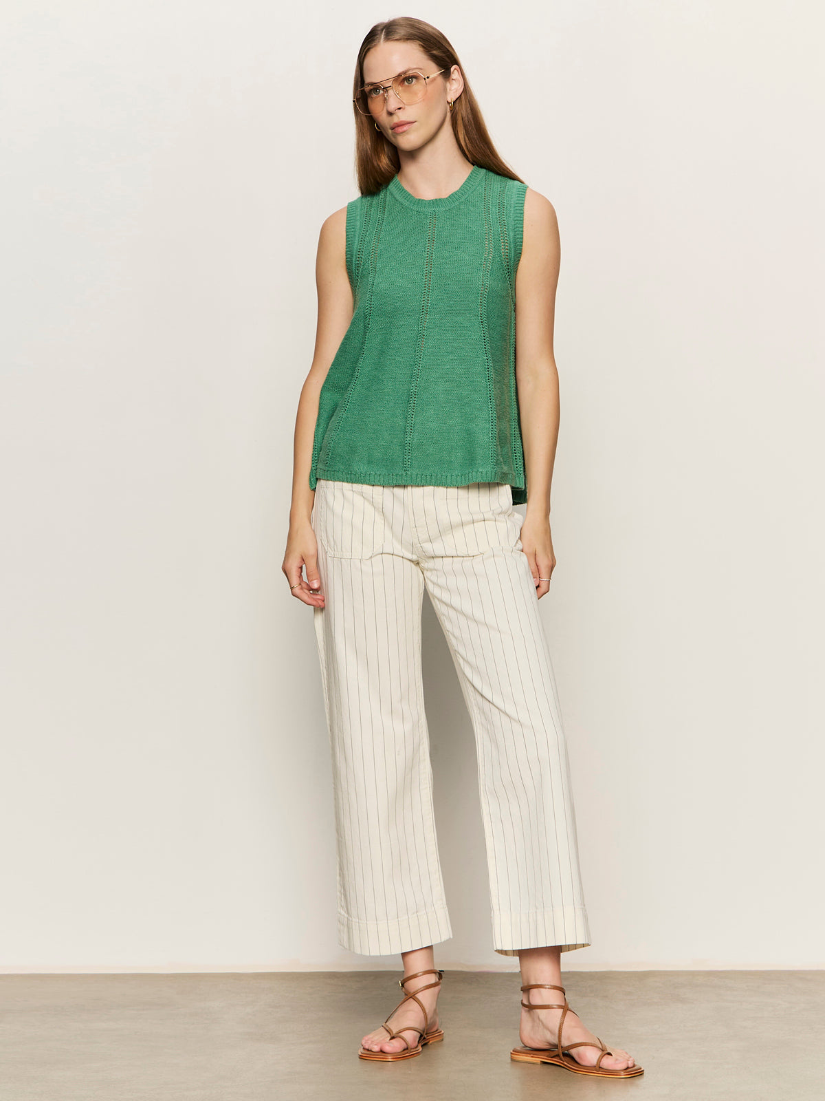 Sanctuary The Marine Pant in Bleached White Pinstripe