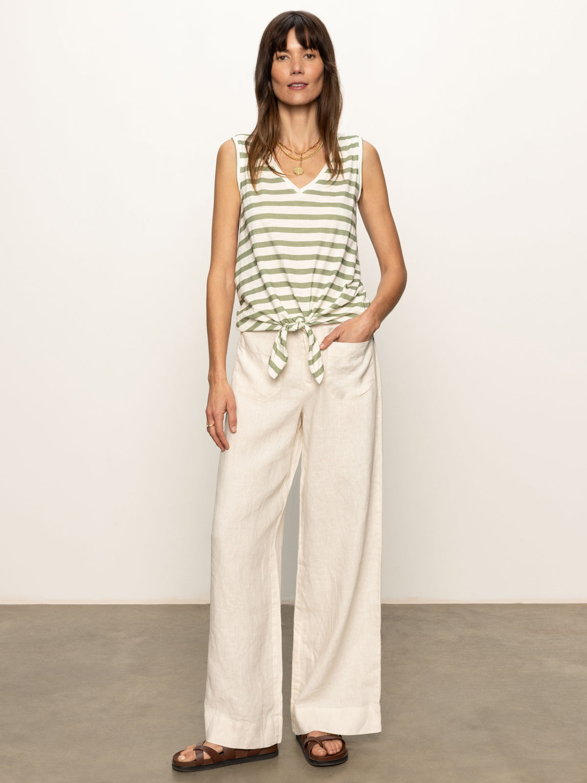Sanctuary The Linen Marine Wide Leg Pant