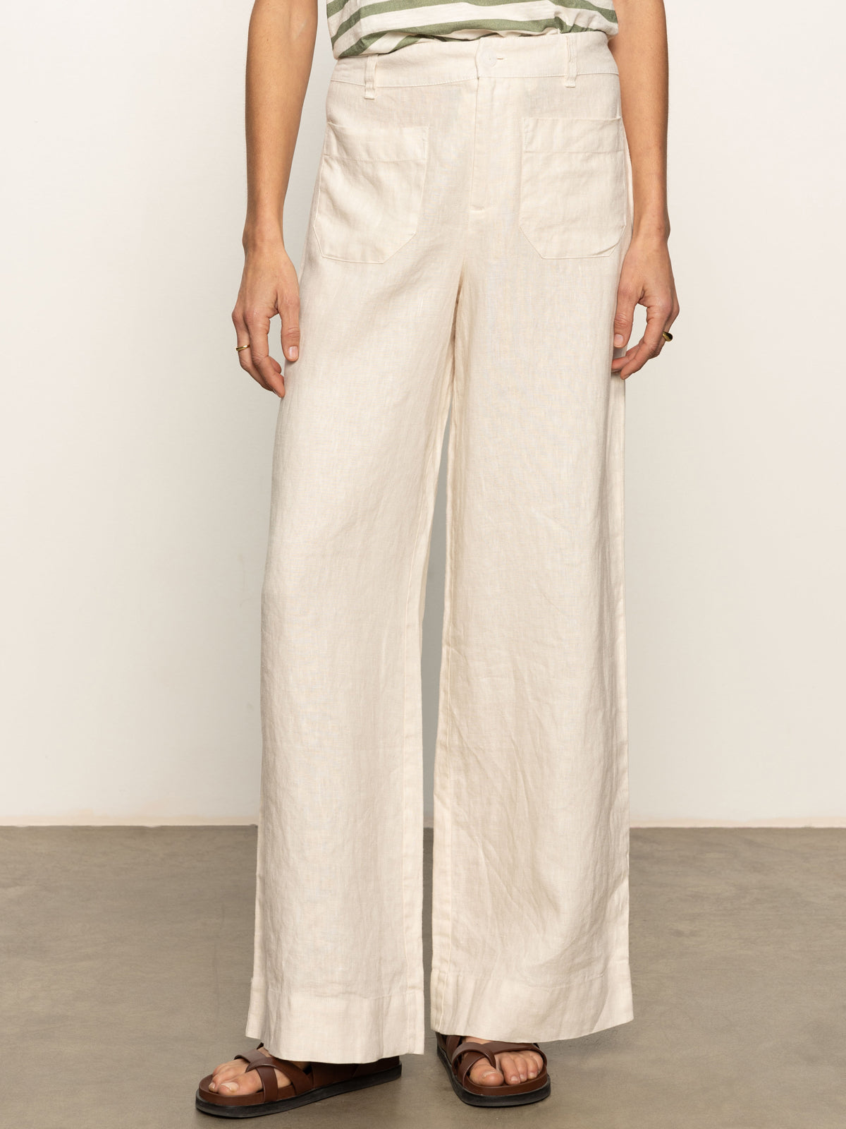 Sanctuary The Linen Marine Wide Leg Pant Birch