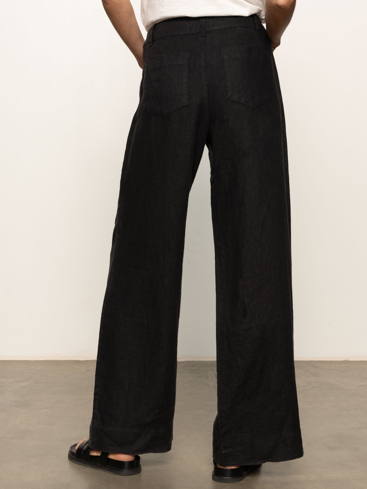 Sanctuary The Linen Marine Wide Leg Pant Black