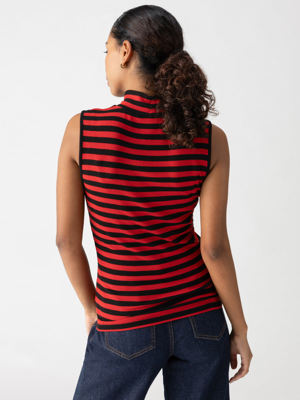 Sanctuary Essential Sleeveless Mock Neck - Striped