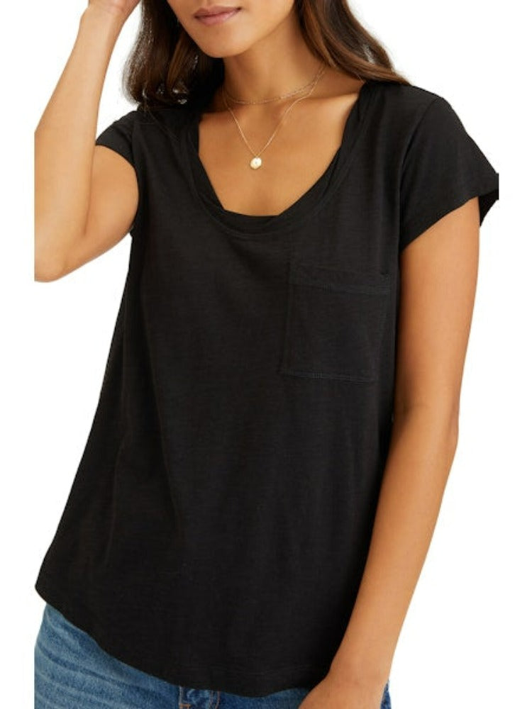 Sanctuary Traveler Twist Sleeve Tee Black