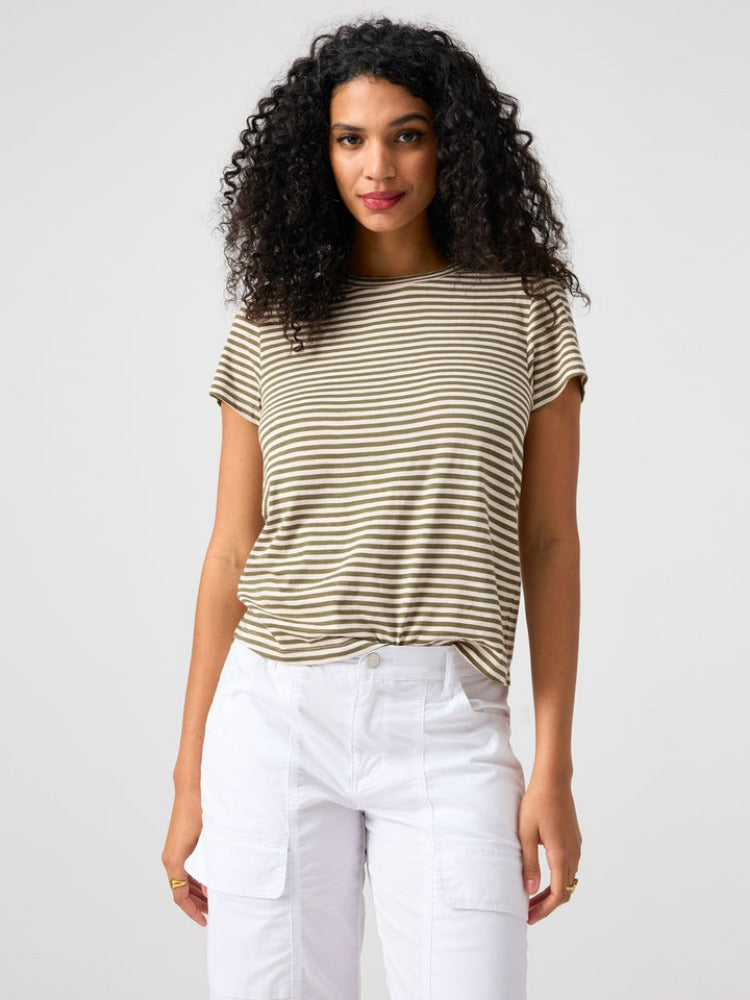 Sanctuary The Perfect Tee in Burnt Olive Stripe