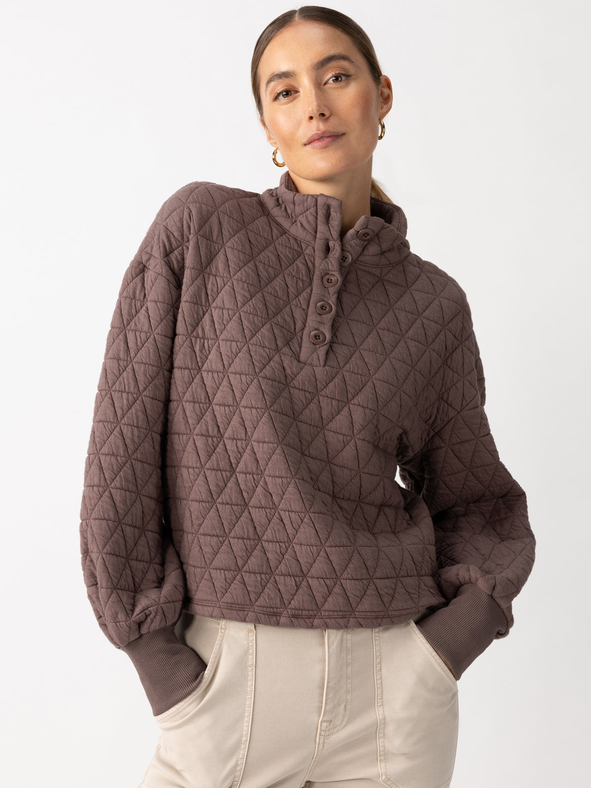 Sanctuary Quilted Button Up Popover Cocoa