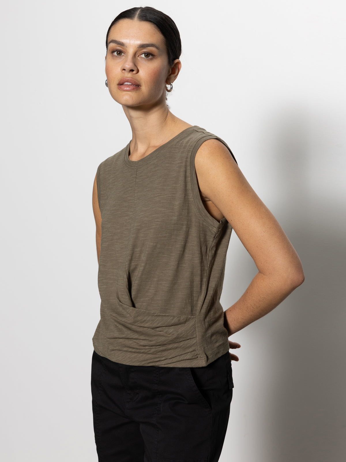 Sanctuary Draped Tank Burnt Olive