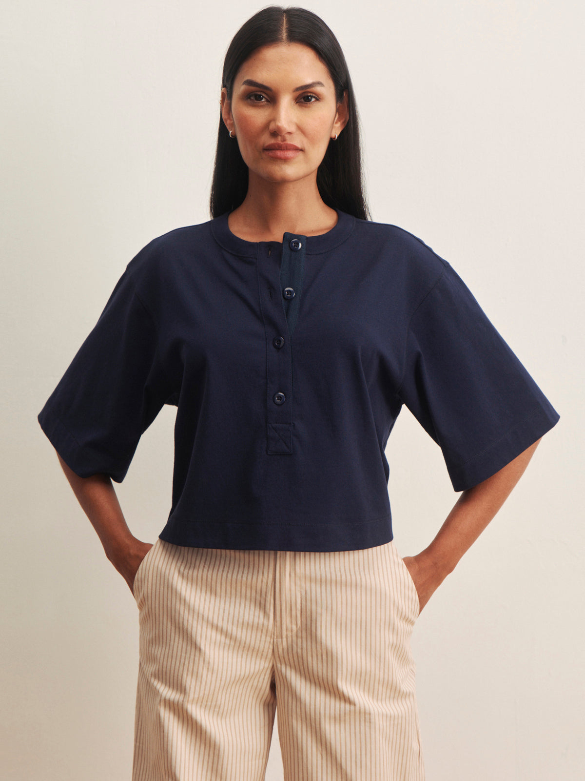 Sanctuary Freya Placket Tee Navy Blazer