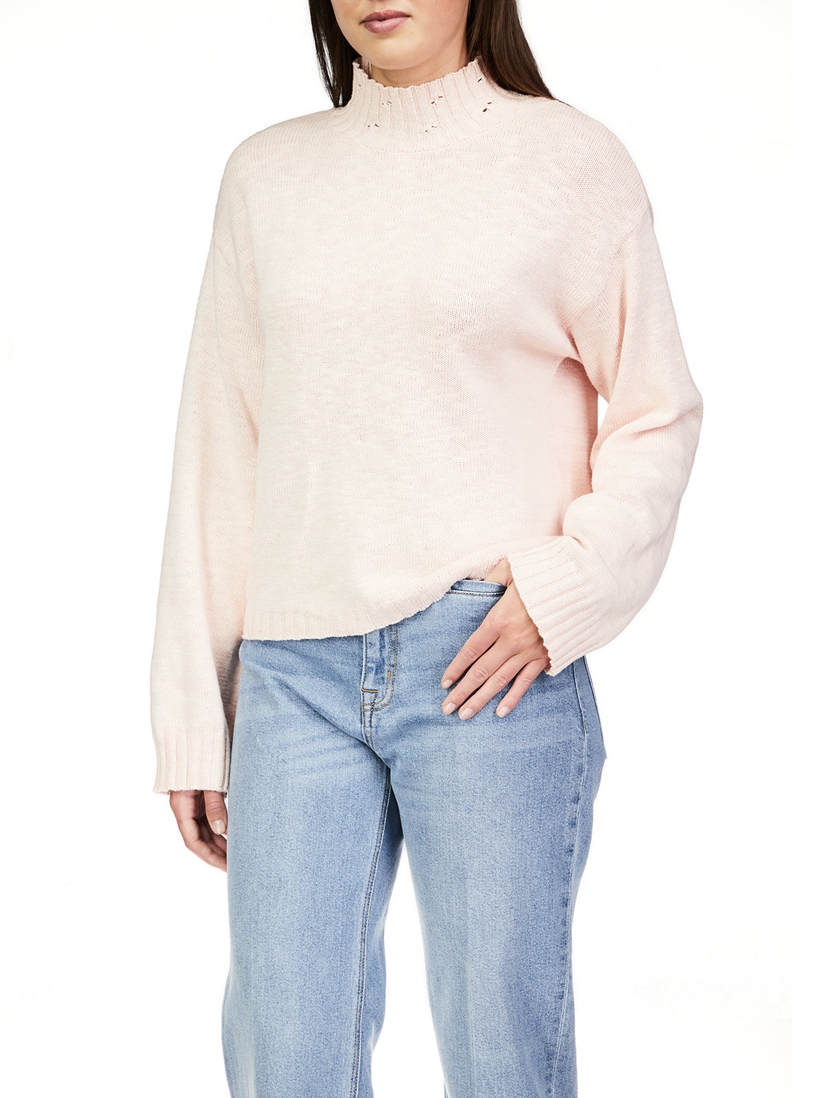 Sanctuary roll 2025 neck sweater pink