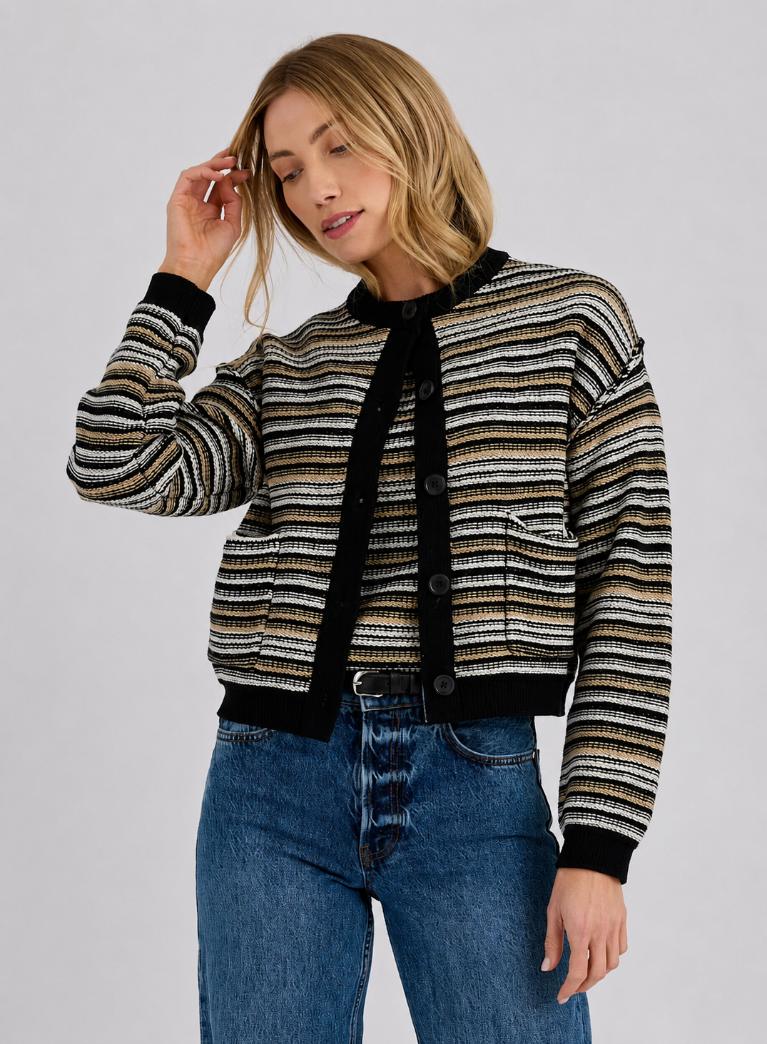 Stitches &amp; Stripes Maloney Cardigan in Black Combo