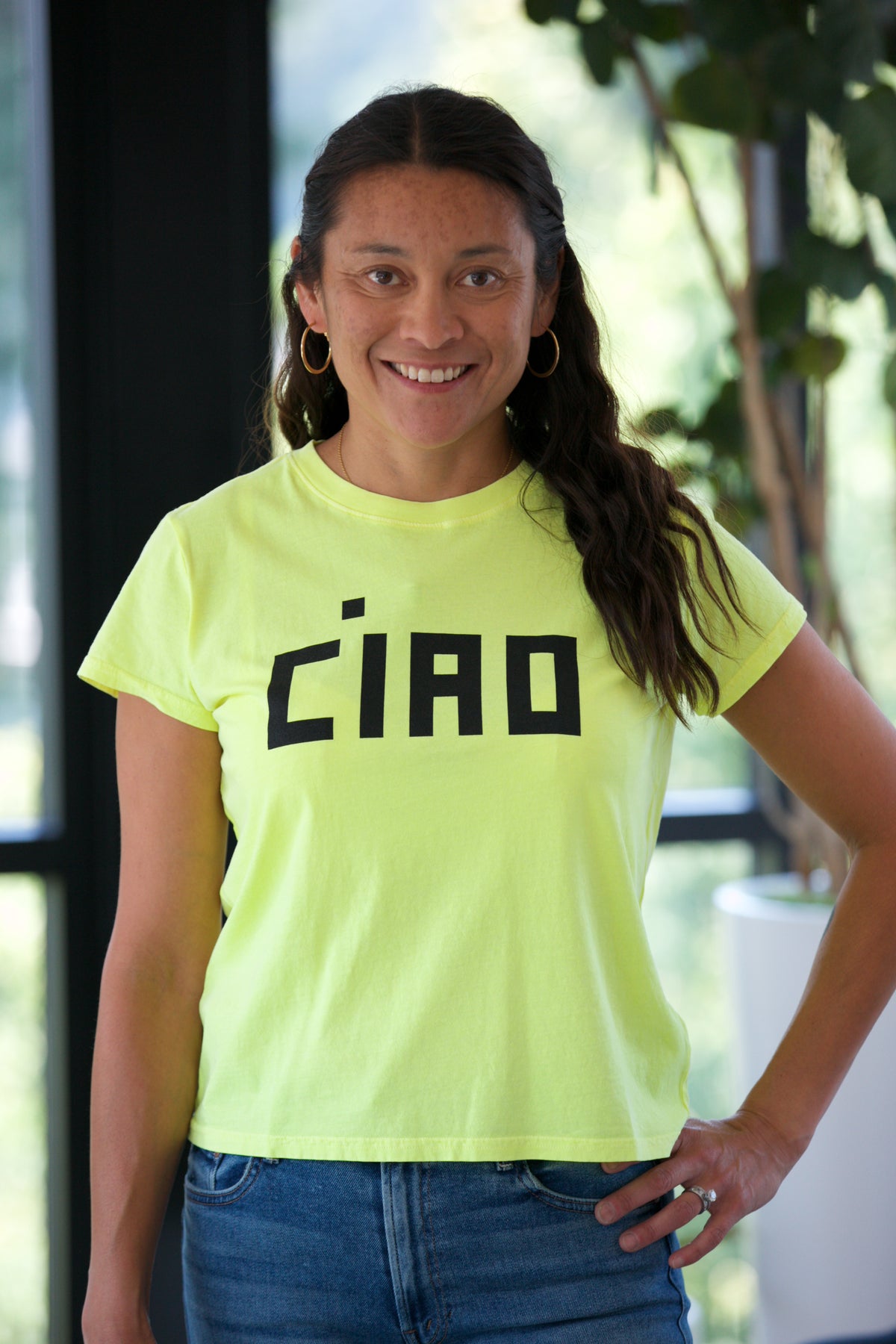 Clare V. Ciao Classic Tee Neon Yellow Black