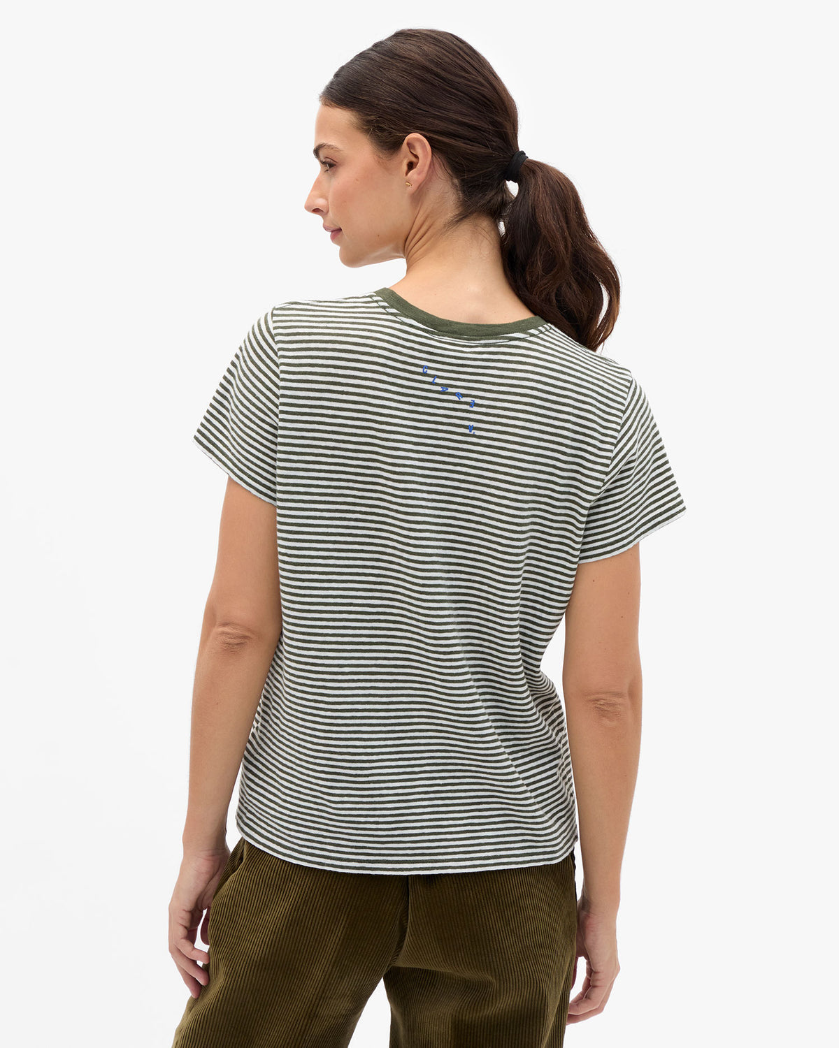 Clare V. Classic Tee Cotton/Linen Mini Stripe Oui