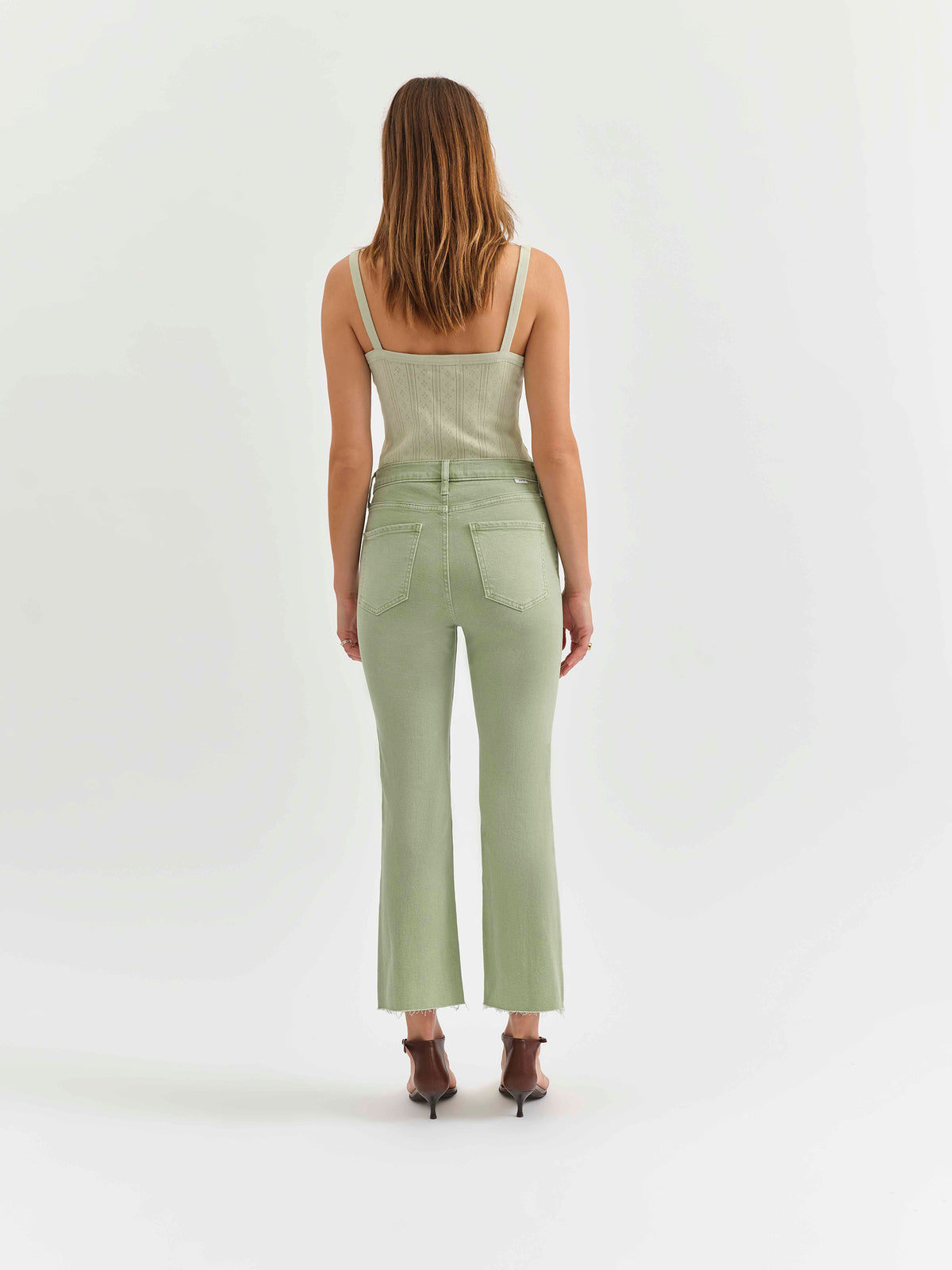 Daze Denim Shy Girl Raw Cut in Pistachio