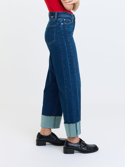 Daze Denim Pleaser High Rise Wide Ankle in Slow Motion