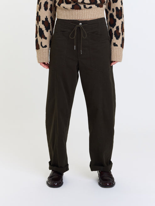 Daze Denim Villa Drawstring Barrel Pant in Fern