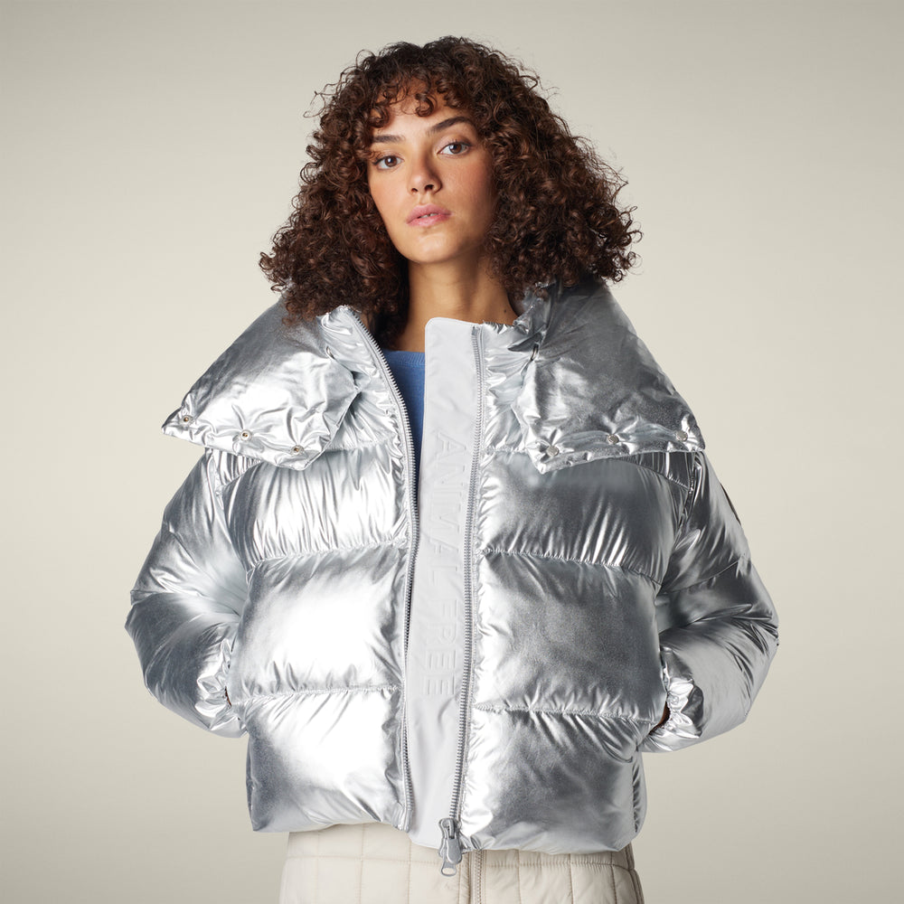 Save The Duck Giselle Puffer Coat in Silver - Adorn