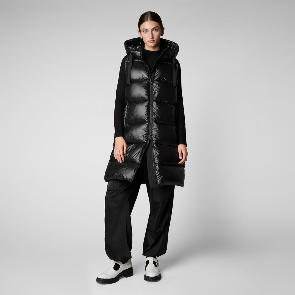 Save The Duck Iria Long Puffer Vest in Black