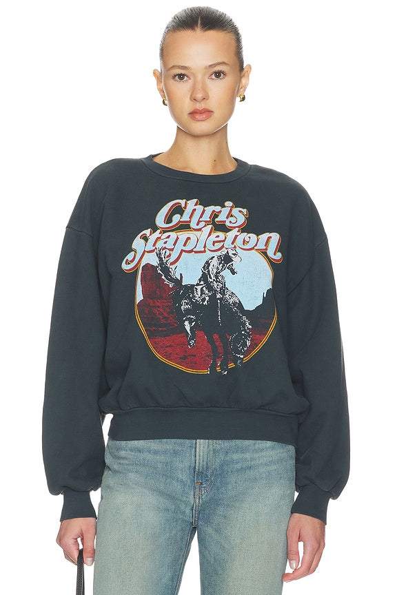 DAYDREAMER Chris Stapleton Horse Oversized Crew Sweatshirt