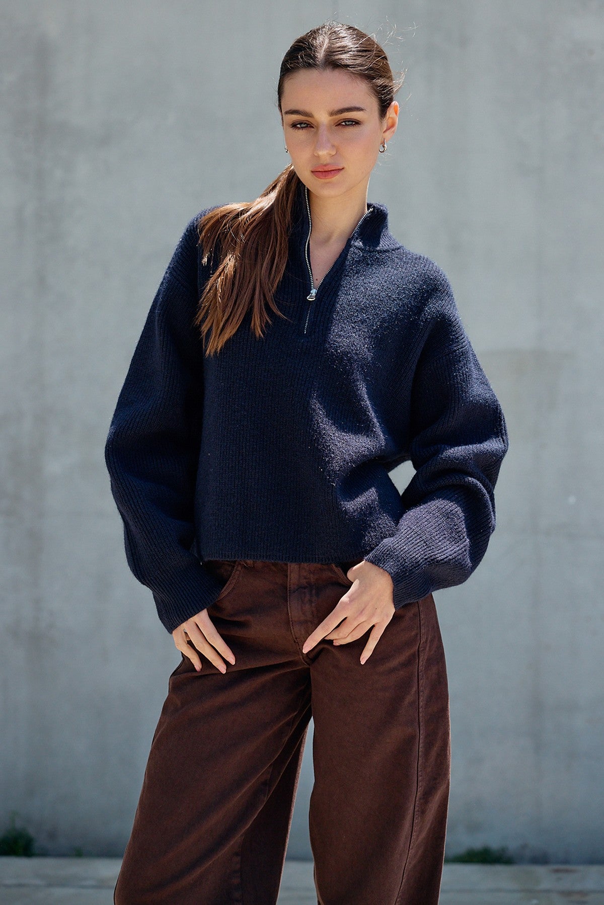 DEON Half Zip Mock Neck Sweater