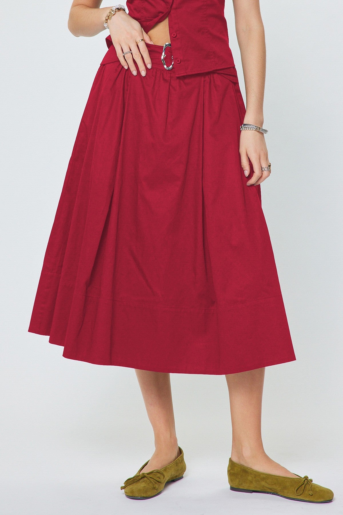DEON Structured A-Line Buckle Skirt