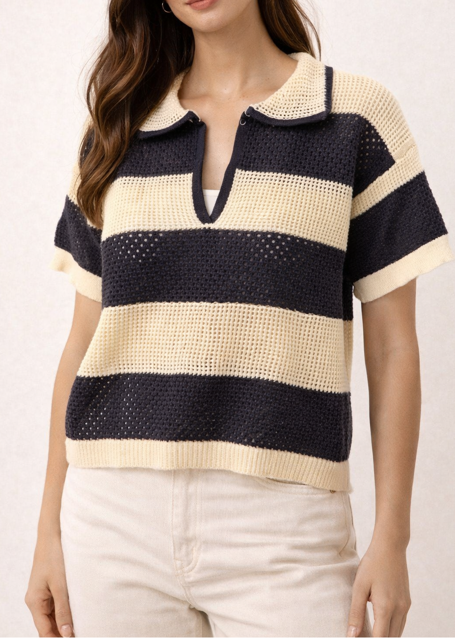 DELUC Chios Knit Polo Top