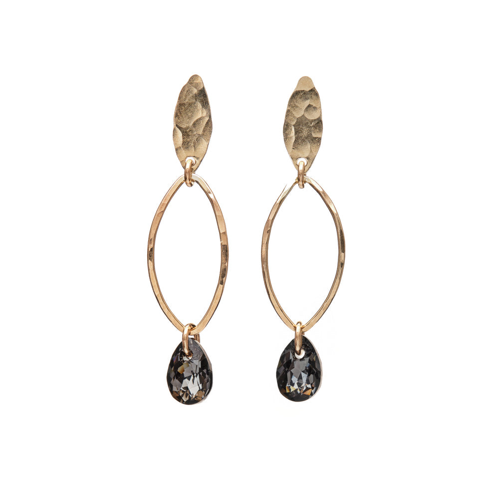Kenda Kist Sequin Leaves Crystal Drop Earrings Gold Black Diamond