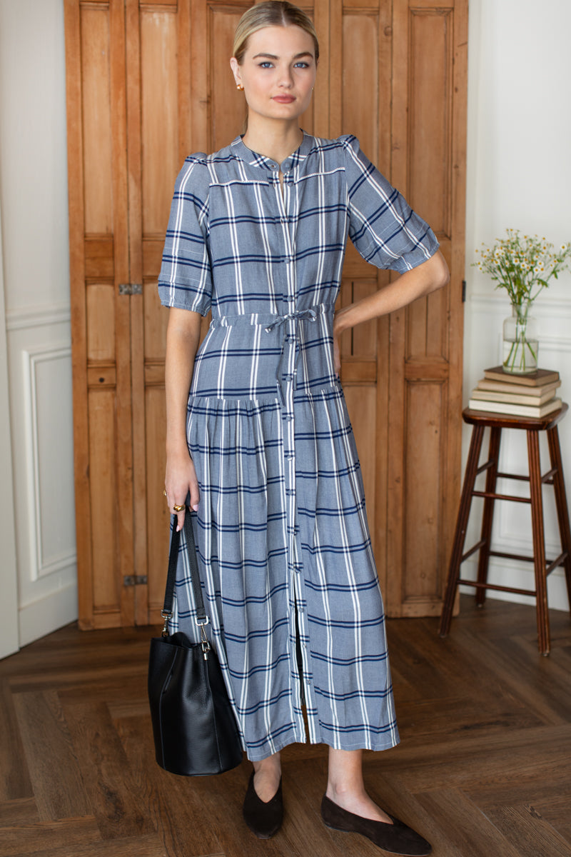 EMERSON FRY Lucy 4 Basque Dress in Skye Plaid