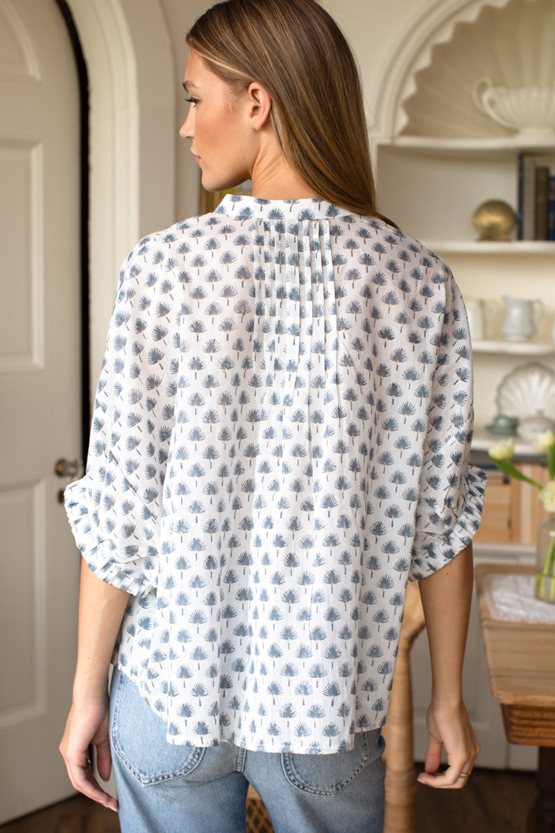 EMERSON FRY Mandarin Collar Top in Cleo Organic