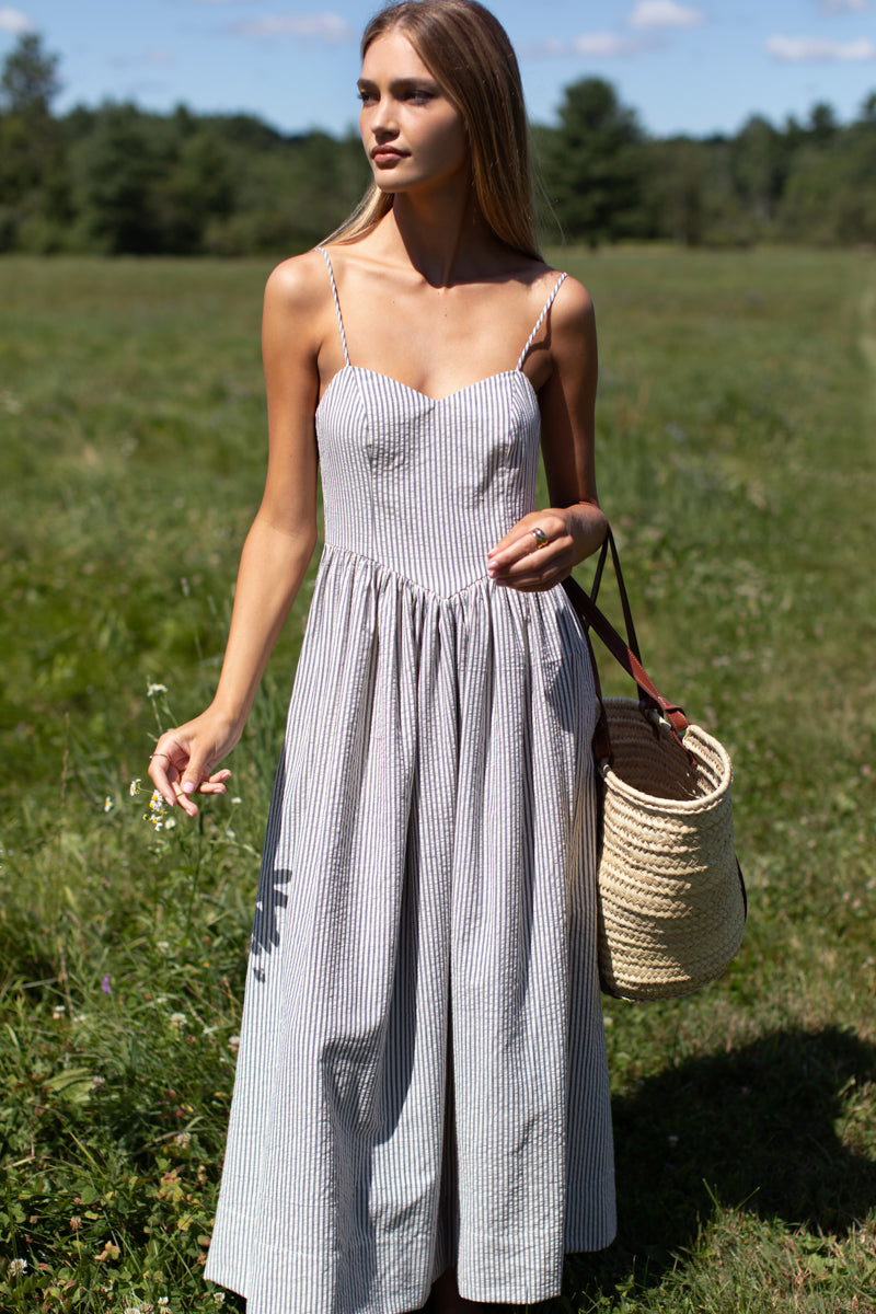 EMERSON FRY Cotton Day Dress in Newburyport Stripe