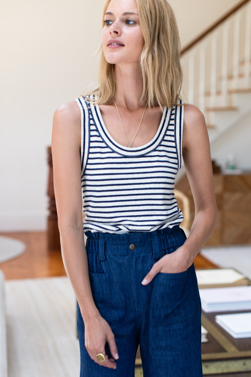 EMERSON FRY Go To Tank Top - Navy Stripe Organic