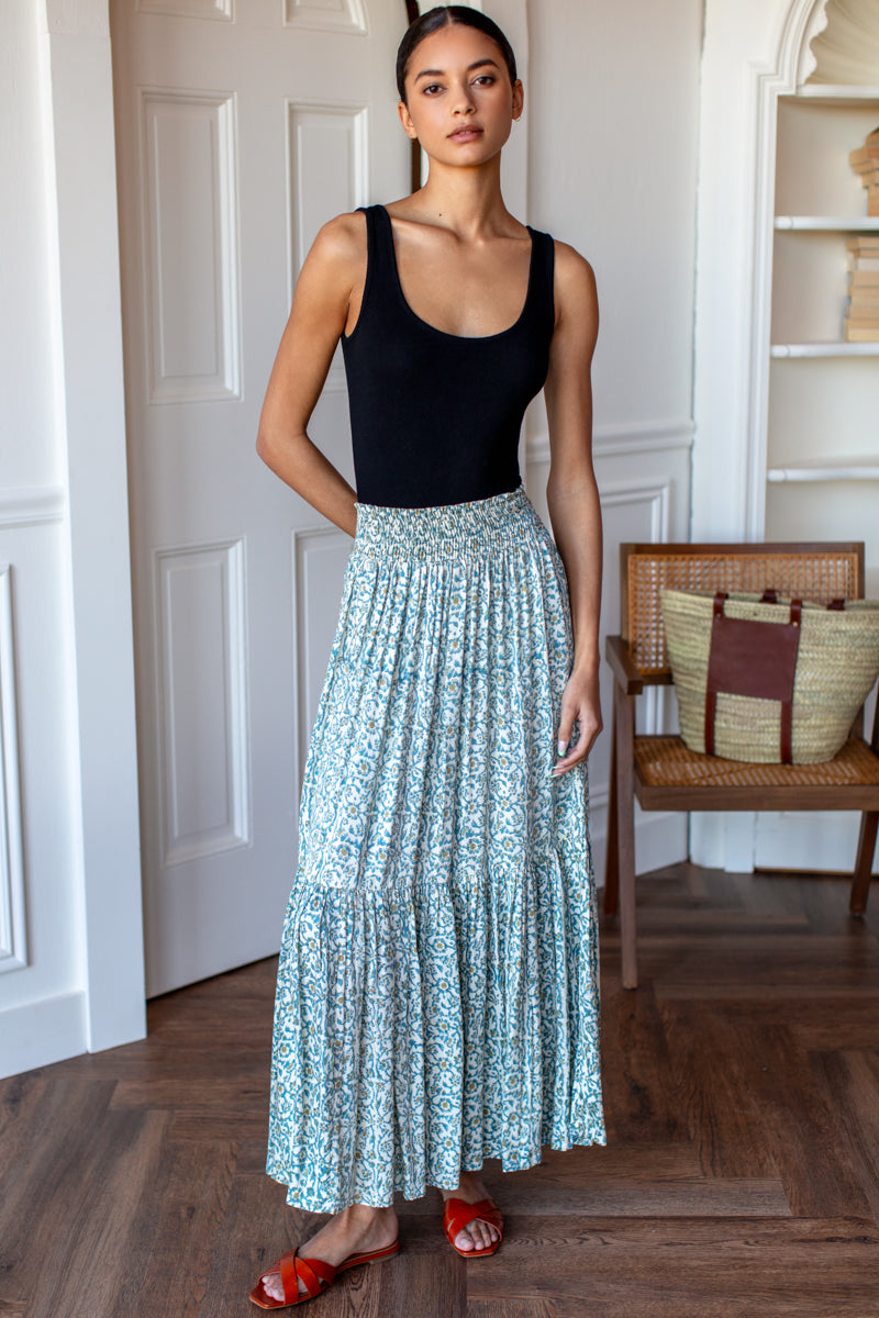 EMERSON FRY Shirred Skirt in Cypress
