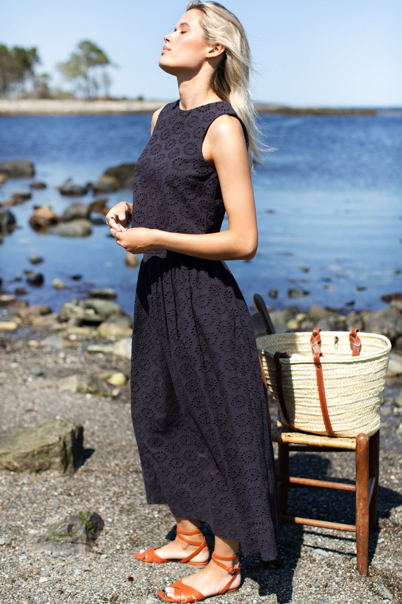 EMERSON FRY Wide Hem Skirt - Midnight Eyelet