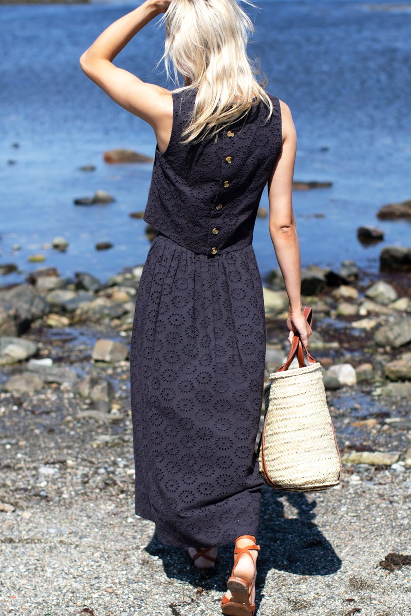 EMERSON FRY Studio Boxy Top - Midnight Eyelet
