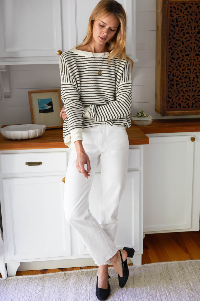 EMERSON FRY Carolyn Sweater in Army Stripe Organic