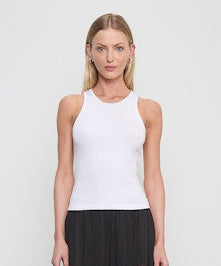 Enza Costa Cotton Rib Boy Tank in White